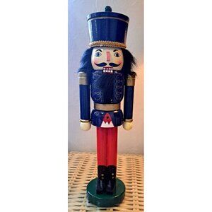 Unbranded 15" Multicolor Wooden Nutcracker Blue Coat & Hat Red Pants